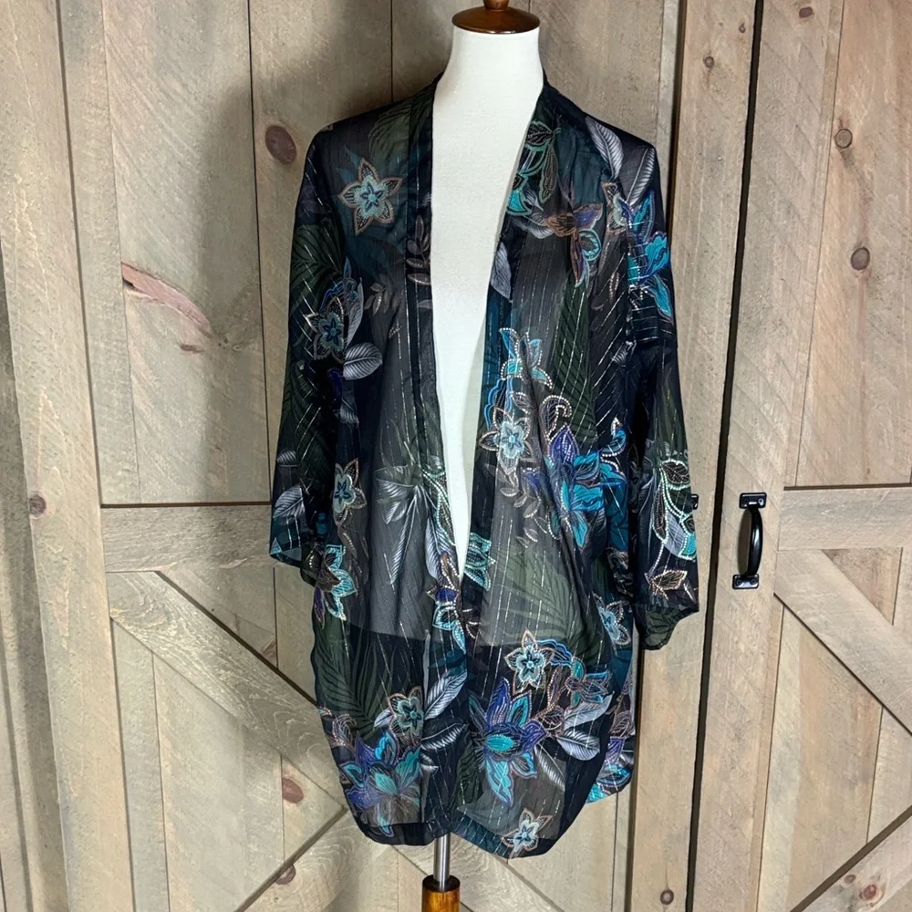 Amoressa Allanna Siracha sheer swimsuit coverup with floral print One Size / OS